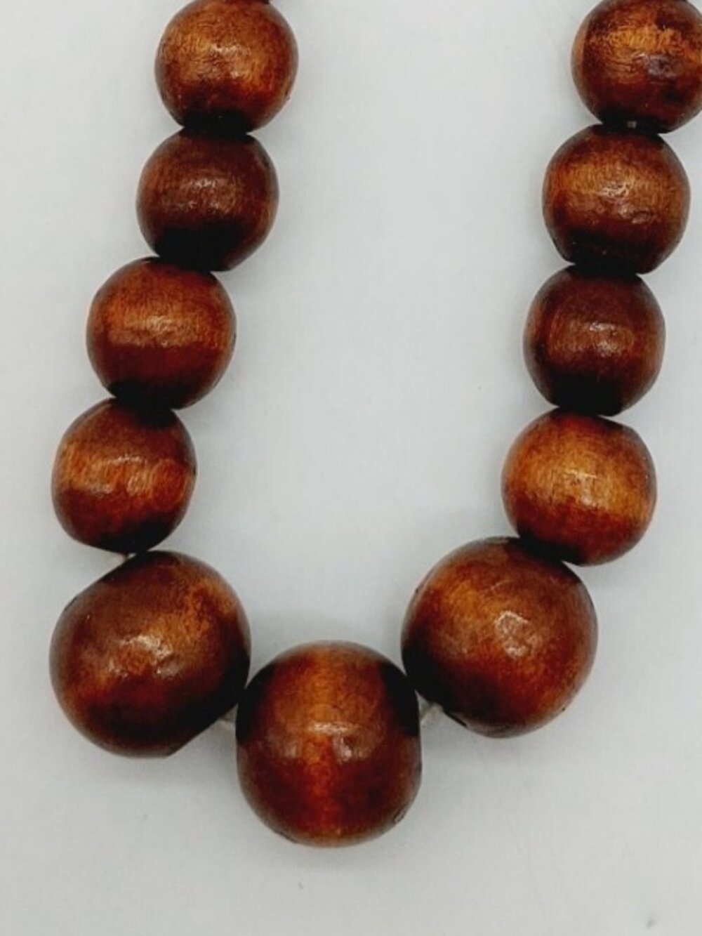 Love & Joy Wood Beaded Necklace Brown Graduated Beads Choker